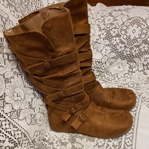 Faux suede brown boots